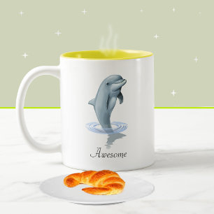 Modern söt delfin, skript och monogram Två-Tonad mugg