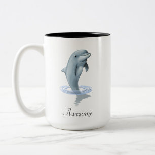 Modern söt delfin, skript och monogram Två-Tonad mugg