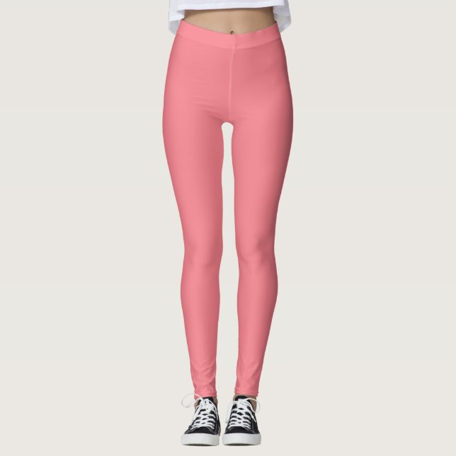 Modern söt färg block l Vibrant Rosa Leggings (Framsida)