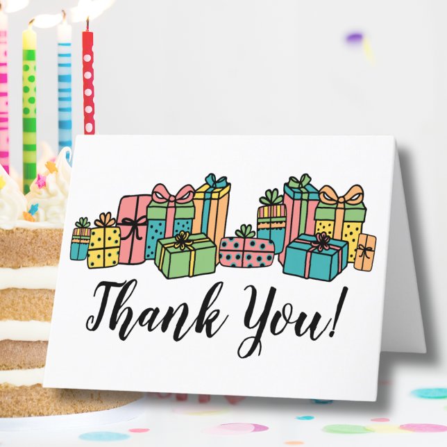 Modern Söt Färgglad Glad Födelsedag Tack Kort (Bright Colorful Happy Birthday Thank You Card)
