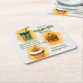 Modern Söt Företags Halloweenfest Underlägg Papper Kvadrat