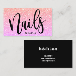 Modern söt gigly briljant glitter nagel visitkort