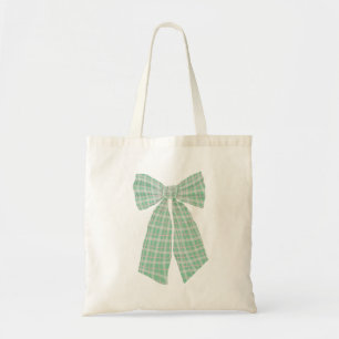 Modern Söt Grönt Gingham Romantic Coquette Bow Tygkasse