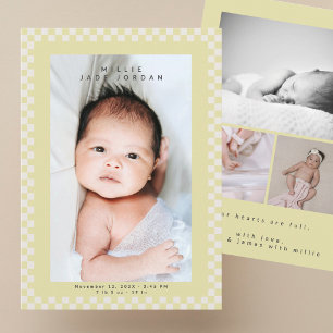 Modern söt gul beige babykungörelsekort julkort