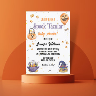 modern, söt halloween-sked takulär babydusch inbjudningar