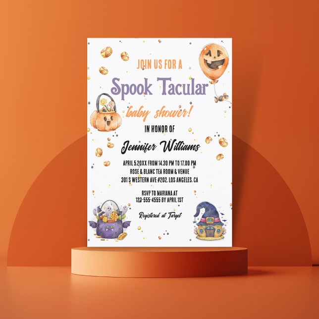 modern, söt halloween-sked takulär babydusch inbjudningar (Skapare uppladdad)
