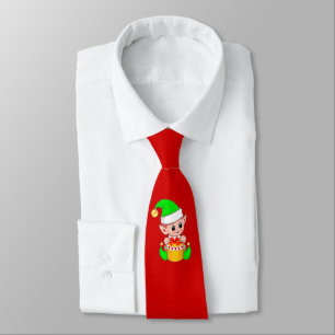 Modern söt jul-tomte på röd slips
