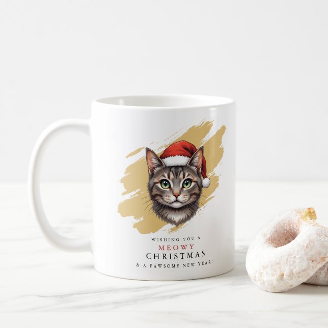 Modern söt julkat med jultomtehatt kaffemugg (Med munk)