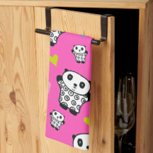 Modern Söt Kawaii Panda Rosa Hjärtan