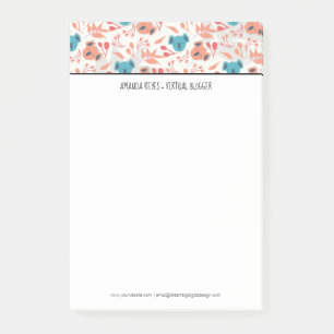 Modern söt koala och blommande blommor post-it block