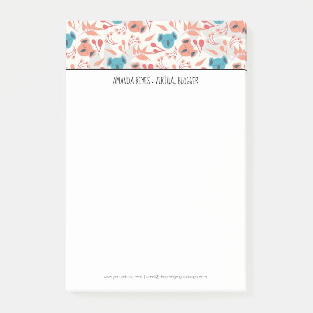 Modern söt koala och blommande blommor post-it block (Framsida)