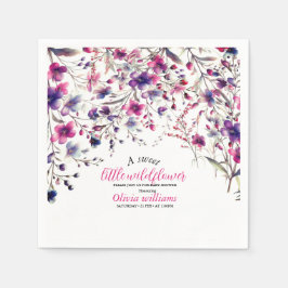 Modern söt liten vild blomma rosa baby pappersservett