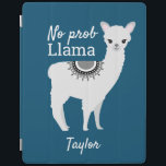 Modern söt NO Prob Llama med blått namn iPad Skydd<br><div class="desc">Modern Cute NO-prob Llama med Namn Blue iPad Smart Cover Lägg till lite roligt och personlighet i din iPad med vårt moderna Cute NO Prob Llama med Namn Blue iPad Smart Cover. Med en lekfull lamamaillustration och det humoristiska citatet "NO prob Llama" mot en mörk blått bakgrund kombinerar ipad cover...</div>