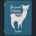 Modern söt NO Prob Llama med blått namn iPad Skydd<br><div class="desc">Modern Cute NO-prob Llama med Namn Blue iPad Smart Cover Lägg till lite roligt och personlighet i din iPad med vårt moderna Cute NO Prob Llama med Namn Blue iPad Smart Cover. Med en lekfull lamamaillustration och det humoristiska citatet "NO prob Llama" mot en mörk blått bakgrund kombinerar ipad cover...</div>