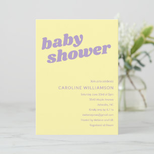 Modern Söt Pastell Gul Retro Baby Shower Inbjudningar