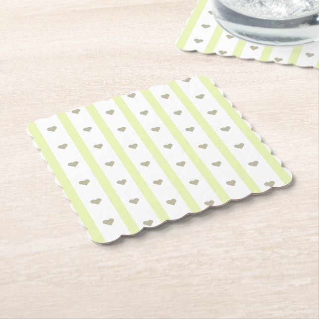 Modern söt pastellbakgrund rand och hjärta underlägg papper (Vinklad)