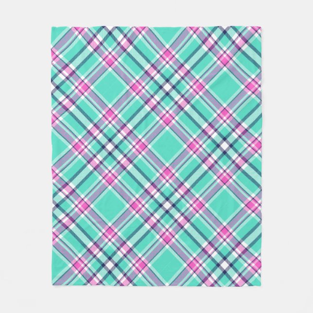 Modern Söt Preppy Girly Chic Tartan Mönster Fleecefilt (Framsidan)