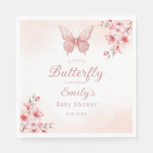 Modern söt rosa Blommigt Butterfly Girl Baby Showe