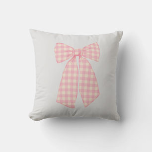 Modern Söt Rosa Gingham Romantic Coquette Bow Kudde