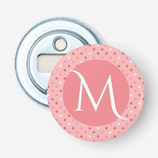 Modern Söt Rosa Prickig Monogram Flasköppnare