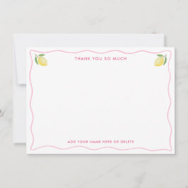 Modern Söt Rosa Vågigt Gräns Citrus Baby Shower Tack Kort