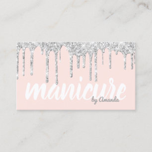 Modern söt silver glitter droppar manikyr visitkort