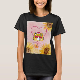 Modern Söt Solros Romantik, Grodor i Kärlek  T Shirt