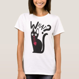 Modern Söt Svart Vit Röd Katt Mamma Skämt Tecknad T Shirt
