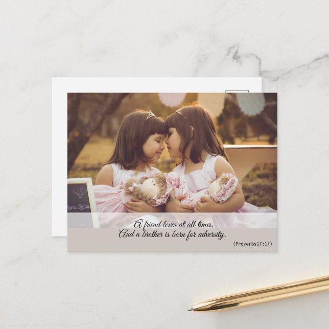 Modern Söt Tjejlik Andlig Bibelvers Vykort (Fram/Back In Situ)