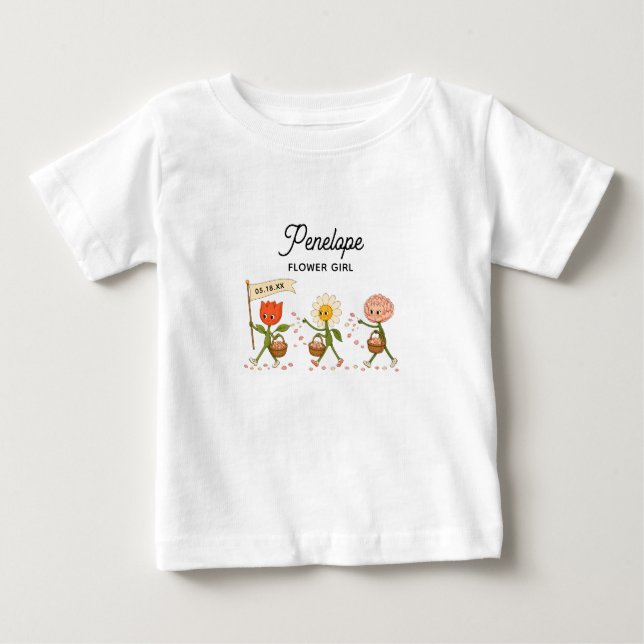 Modern Söt Trendig Bröllopskostym för Blomsterflic T Shirt (Framsida)