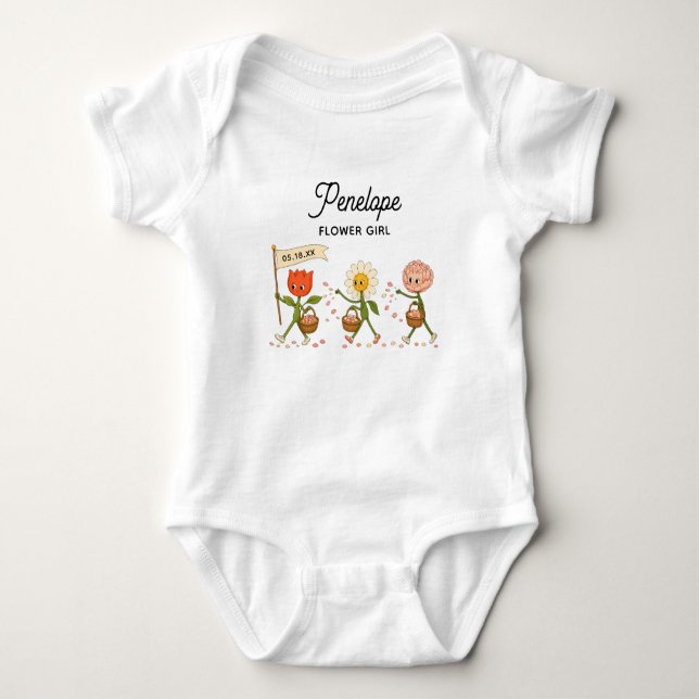 Modern Söt Trendig Bröllopskund Blomflicka T Shirt (Framsida)