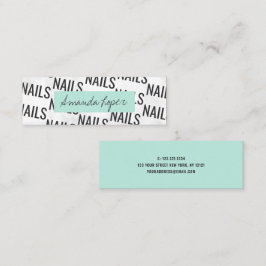 Modern söt, vit marmor, svart grönt nagel mini visitkort