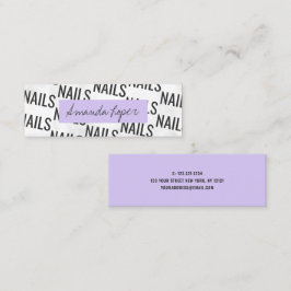 Modern söt, vit marmor, svart lila nagel mini visitkort