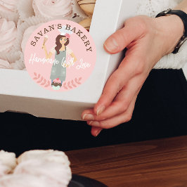 Modern Söt Voman Sweet Bakery tillverkad med Kärle Runt Klistermärke