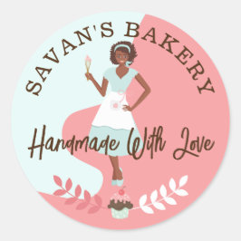 Modern Söt Voman Sweet Bakery tillverkad med Kärle Runt Klistermärke