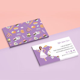 Modern Söt Woman Sweet Bakery Services Lila Visitkort