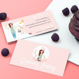 Modern Söt Woman Sweet Bakery Services Rosa Visitkort