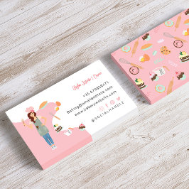 Modern Söt Woman Sweet Bakery Services Rosa Visitkort