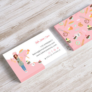 Modern Söt Woman Sweet Bakery Services Rosa Visitkort