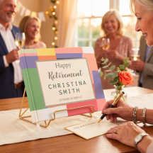 Modern söta livfulla färgblock pensionsfest
