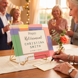 Modern söta livfulla färgblock pensionsfest gästböcker