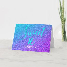 Modern sötad 16 födelsedag Lila Glitter Namn Kort