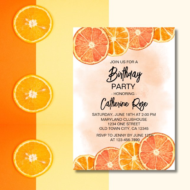 Modern sötad Orange Citrus Slice Sommardag Inbjudningar (Skapare uppladdad)