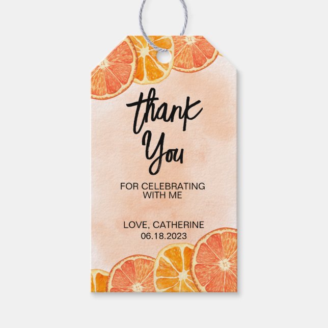 Modern sötad Orange Citrus Slice Sommardag Presentetikett (Framsidan)