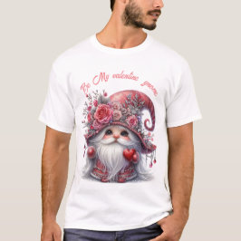 Modern sött silver-rödpärlor valentingnom t shirt