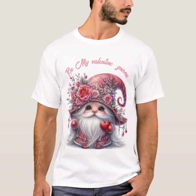 Modern sött silver-rödpärlor valentingnom t shirt (Framsida)