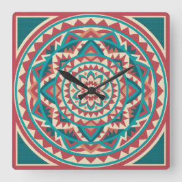 Modern Southwest Mandala Fyrkantig Klocka