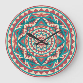 Modern Southwest Mandala Stor Klocka