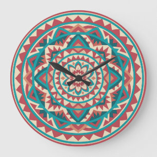 Modern Southwest Mandala Stor Klocka