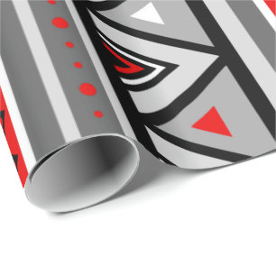 Modern Southwestern geometriskt, rött & grått/gr Presentpapper